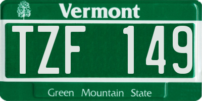 VT license plate TZF149