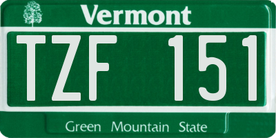 VT license plate TZF151