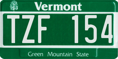 VT license plate TZF154