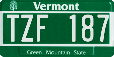 VT license plate TZF187