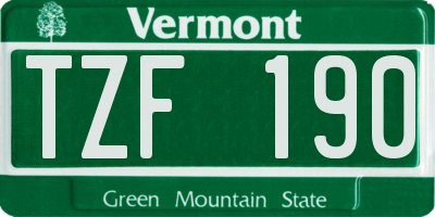 VT license plate TZF190