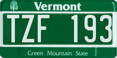 VT license plate TZF193