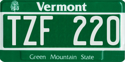 VT license plate TZF220