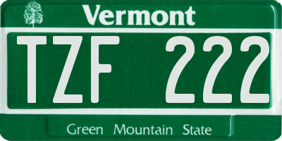 VT license plate TZF222
