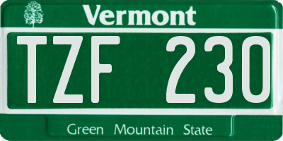 VT license plate TZF230