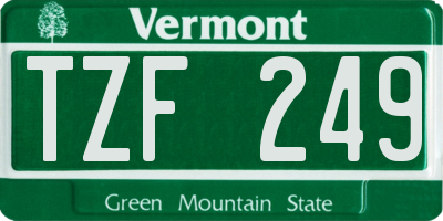 VT license plate TZF249