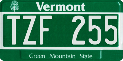 VT license plate TZF255