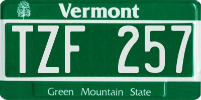 VT license plate TZF257