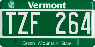 VT license plate TZF264