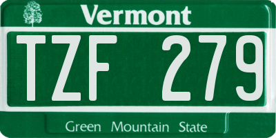 VT license plate TZF279