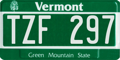 VT license plate TZF297