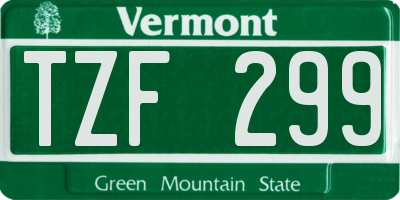 VT license plate TZF299