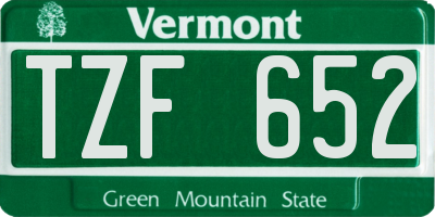 VT license plate TZF652