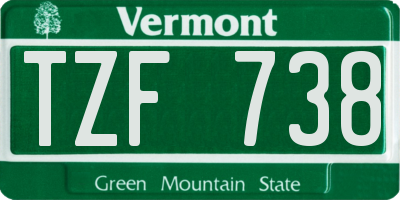 VT license plate TZF738