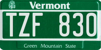 VT license plate TZF830