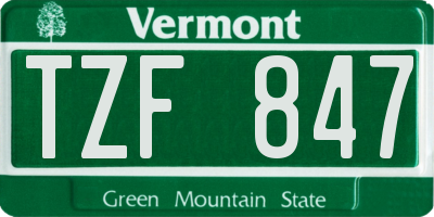 VT license plate TZF847