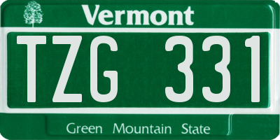 VT license plate TZG331