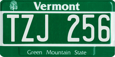 VT license plate TZJ256