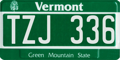 VT license plate TZJ336
