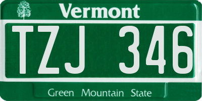 VT license plate TZJ346