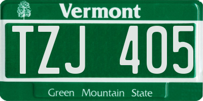 VT license plate TZJ405