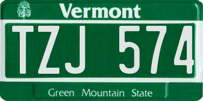 VT license plate TZJ574