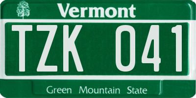 VT license plate TZK041