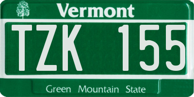 VT license plate TZK155