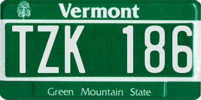 VT license plate TZK186
