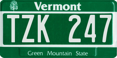 VT license plate TZK247