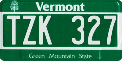 VT license plate TZK327