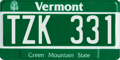 VT license plate TZK331