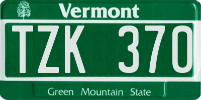 VT license plate TZK370