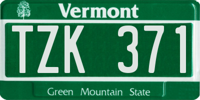 VT license plate TZK371
