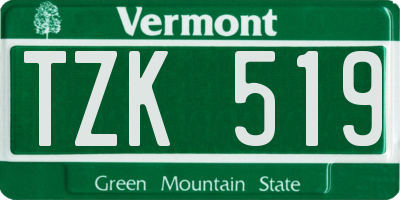 VT license plate TZK519