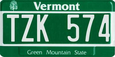 VT license plate TZK574