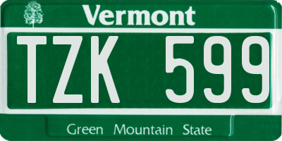 VT license plate TZK599