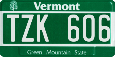 VT license plate TZK606