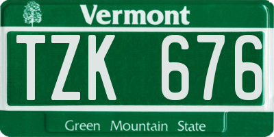 VT license plate TZK676