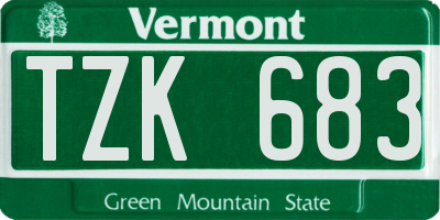 VT license plate TZK683