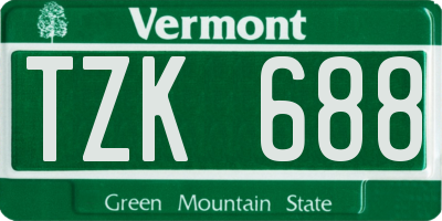 VT license plate TZK688