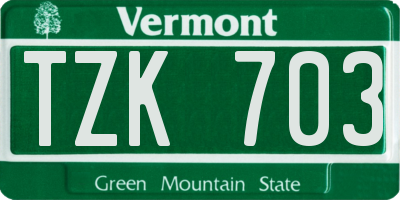 VT license plate TZK703