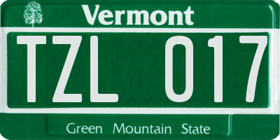 VT license plate TZL017