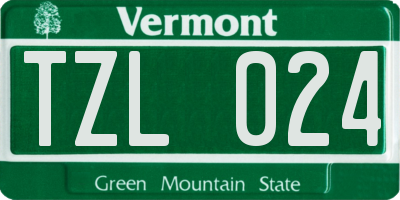 VT license plate TZL024