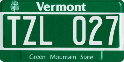 VT license plate TZL027