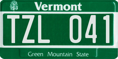 VT license plate TZL041