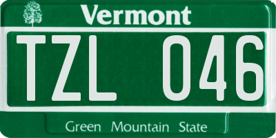 VT license plate TZL046