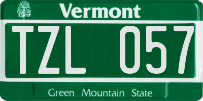 VT license plate TZL057