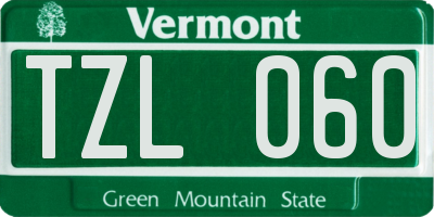 VT license plate TZL060