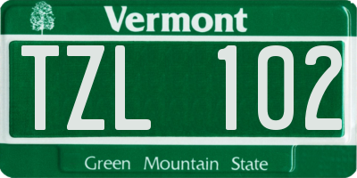 VT license plate TZL102